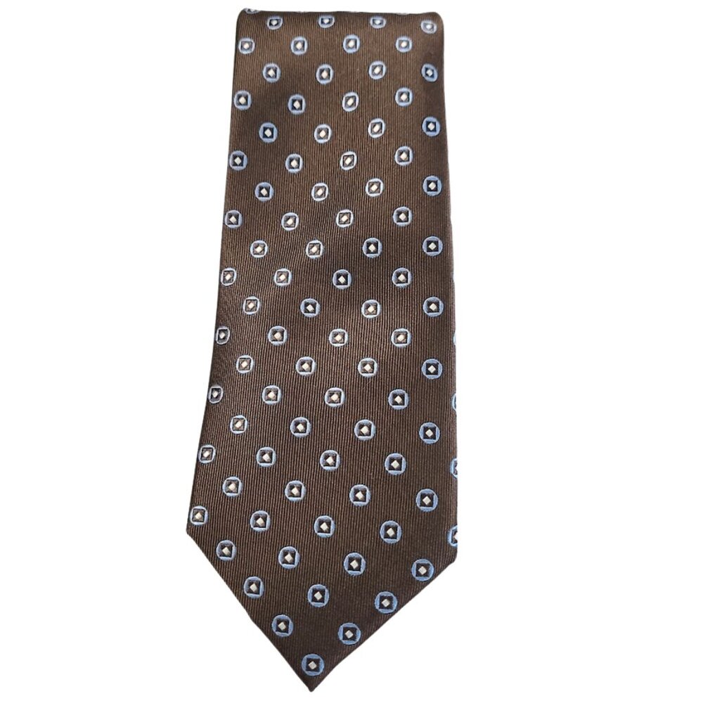 TOMMY HILFIGER Brown & Blue Men's Preppy Silk Tie